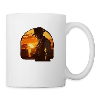 Farmer with beer at sunset - Mug - white - Right