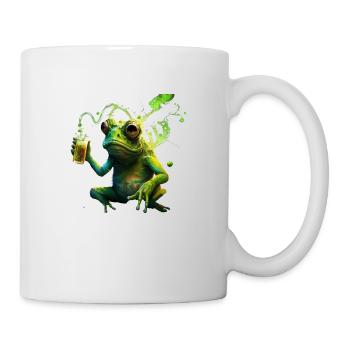 Lustiger Frosch genießt sein Bier - Tasse - Weiß - Rechts