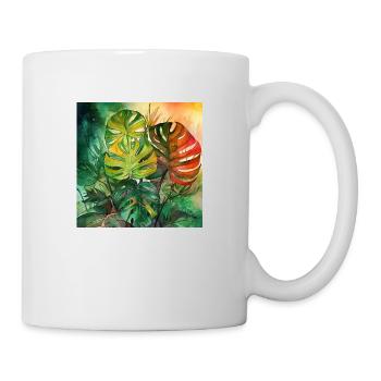 Hand-drawn watercolor Monstera plant - Mug - white - Right