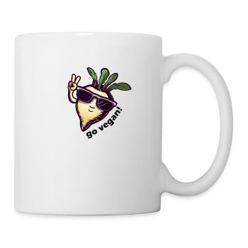 Mignon navet végétalien. Paix! - Mug blanc - blanc - Droite