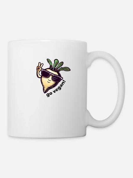 Cute vegan turnip. Peace! - Mug - white