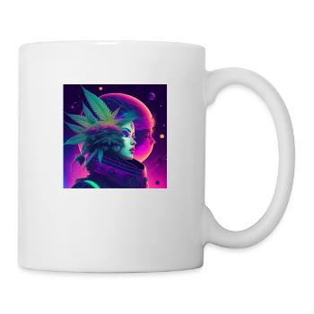 Cannabis moon with young woman - Mug - white - Right