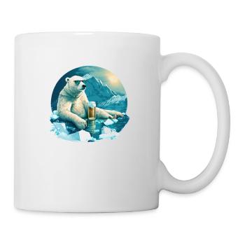 Polar bear chills with beer - Mug - white - Right