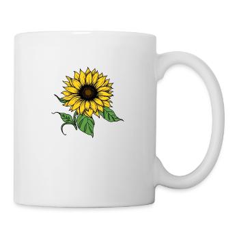 Tournesol dessiné à la main, autocollant de tournesol - Mug blanc - blanc - Droite