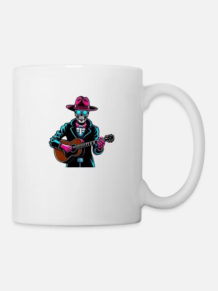 skeleton guitar top - Mug blanc - blanc