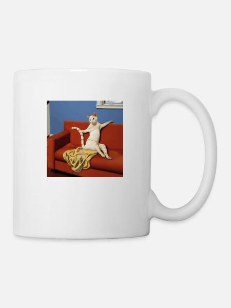 Renaissance-Kunstwerk mit der lasziven Katze - Tasse - Weiß
