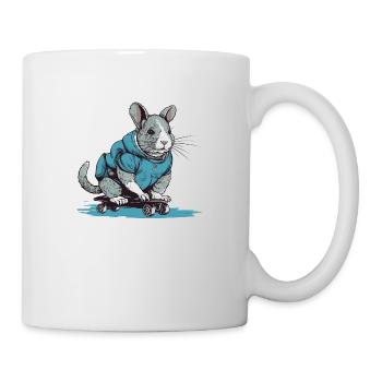 Das Chinchilla als Profi Skatboarder - Tasse - Weiß - Rechts