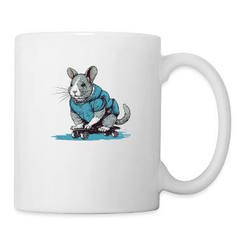 Thechinchilla sur une planche à roulettes avec un sweat à capuche - Mug blanc - blanc - Droite