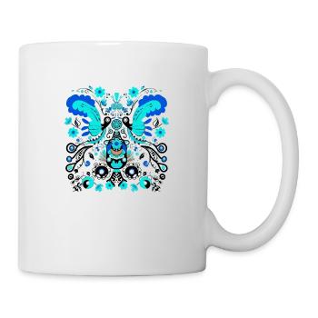 Blaue Vintage-Vögel - Tasse - Weiß - Rechts