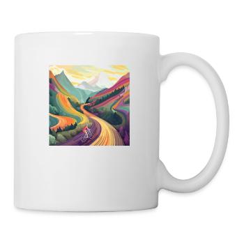 Radfahrerin Bergauffahrt bei Sonnenuntergang - Tasse - Weiß - Rechts