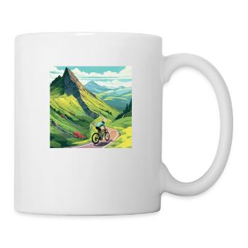 Road cyclist climbs mountain in France - Mug - white - Right