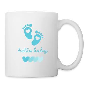 hello baby blau - Tasse - Weiß - Rechts