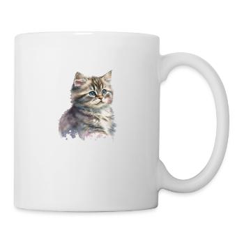 Watercolor Kitten Cat Art Deco - Mug - white - Right