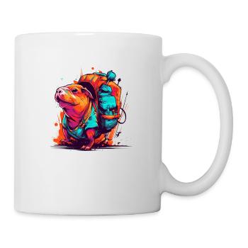 Maulwurfsratte auf großer Tour und Wanderschaft - Tasse - Weiß - Rechts
