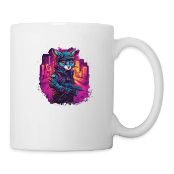 Katze Cyber Cat Katzen Punk - Tasse - Weiß - Rechts