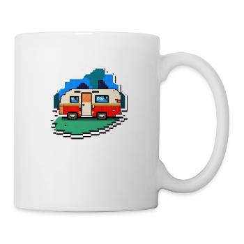 pixel vintage camper - Tasse - Weiß - Rechts