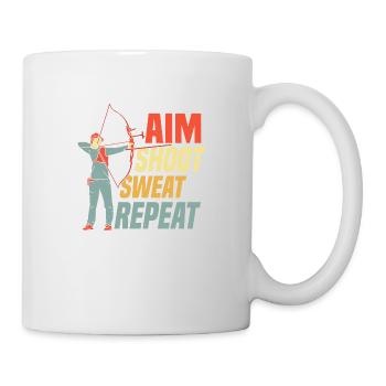 Aim Shoot Sweat Repeat Bow & Arrows Target Archery - Tasse - Weiß - Rechts