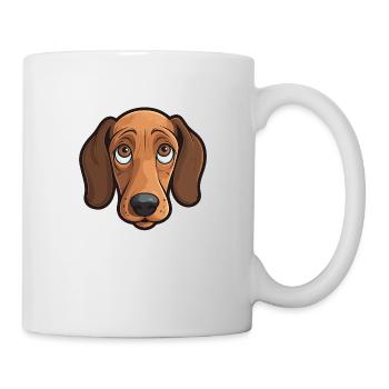 Dackel Kopf Comic Cartoon Hund Hundeliebling - Tasse - Weiß - Rechts