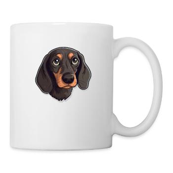 Dackel Kopf Comic Cartoon Hund Hundeliebling - Tasse - Weiß - Rechts