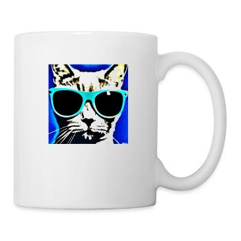 Coole freche Katze trägt Sonnenbrille - Tasse - Weiß - Rechts