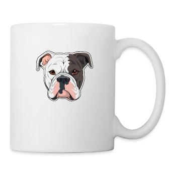 American Bulldog Kopf Comic Cartoon Hund - Tasse - Weiß - Rechts