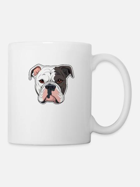 American Bulldog Kopf Comic Cartoon Hund - Tasse - Weiß