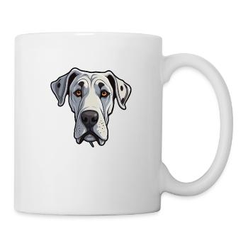 Deutsche Dogge Kopf Comic Cartoon Hundefreund - Tasse - Weiß - Rechts