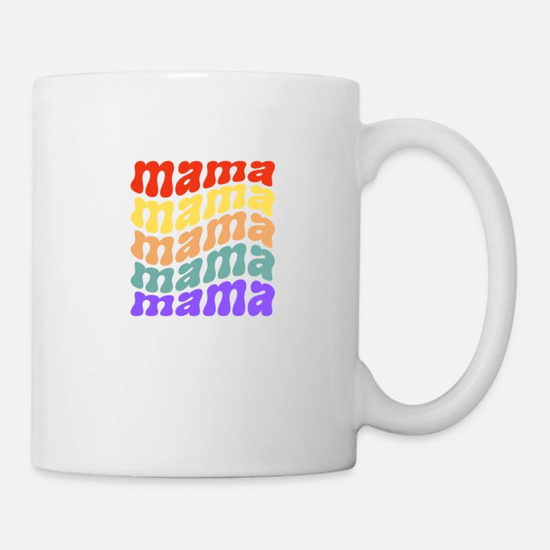 Retro Mama Wellen Slogan Multicolor - Tasse - Weiß