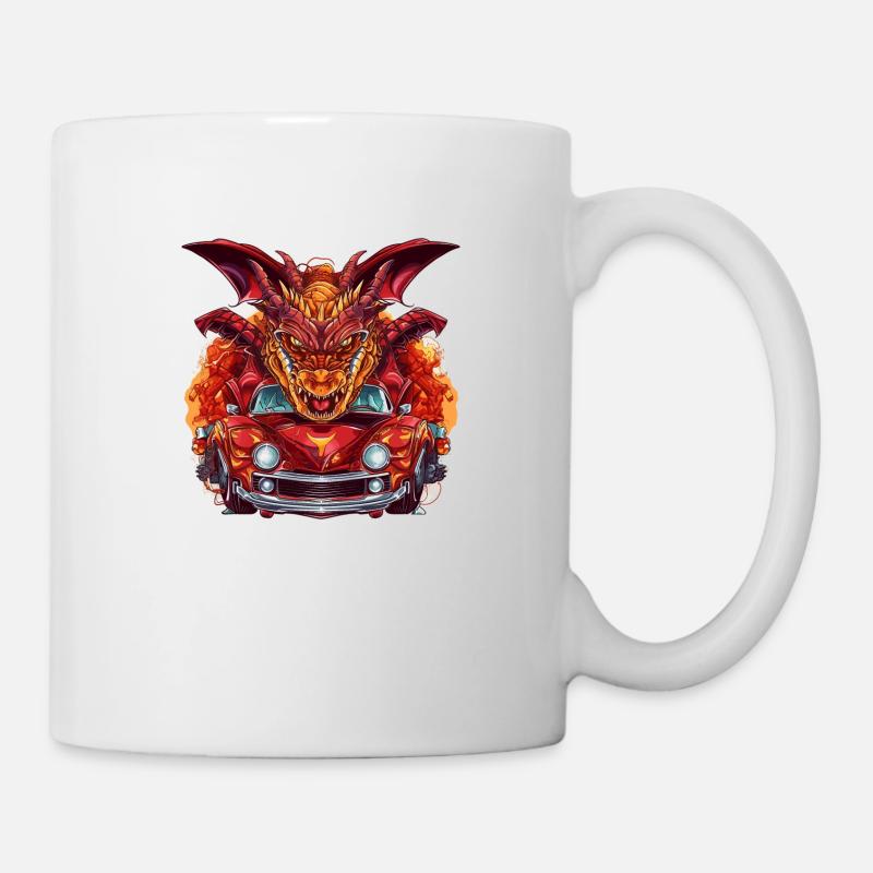 Drachen Auto - Tasse - Weiß