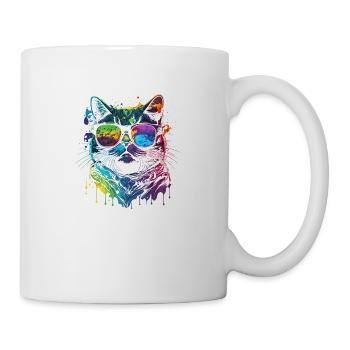 Watercolor Cat Coole Katze - Tasse - Weiß - Rechts