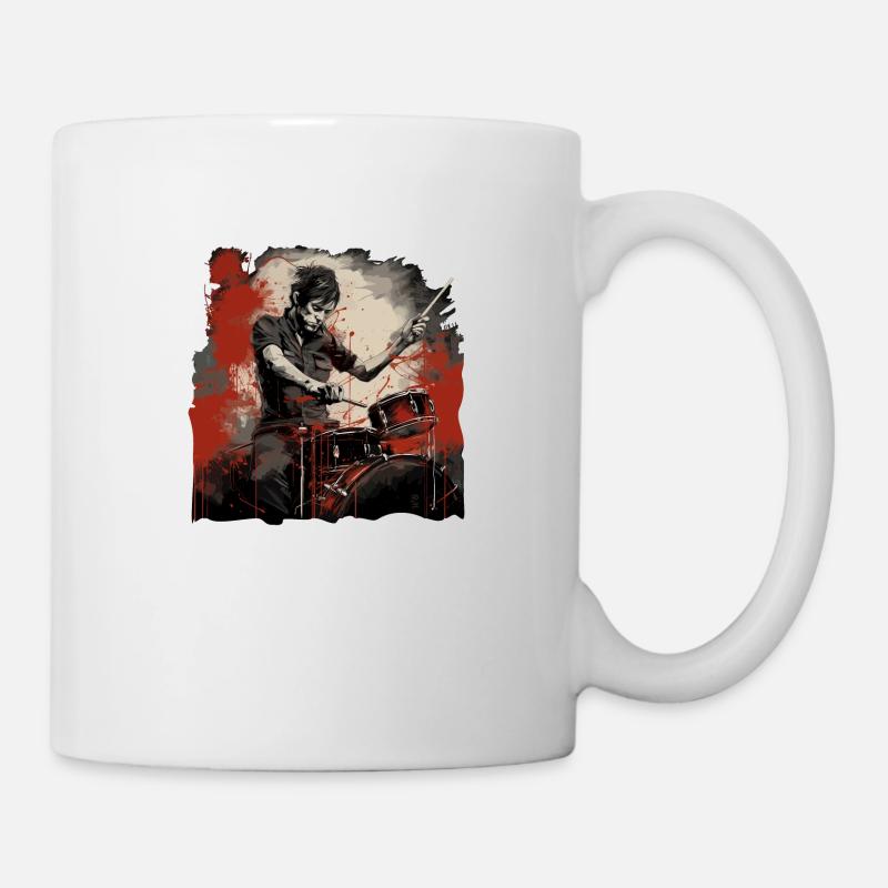 Drummer red - Tasse - Weiß