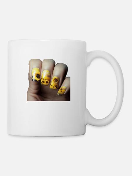 Sonnenblumen Fingernägel Geschenk - Tasse - Weiß