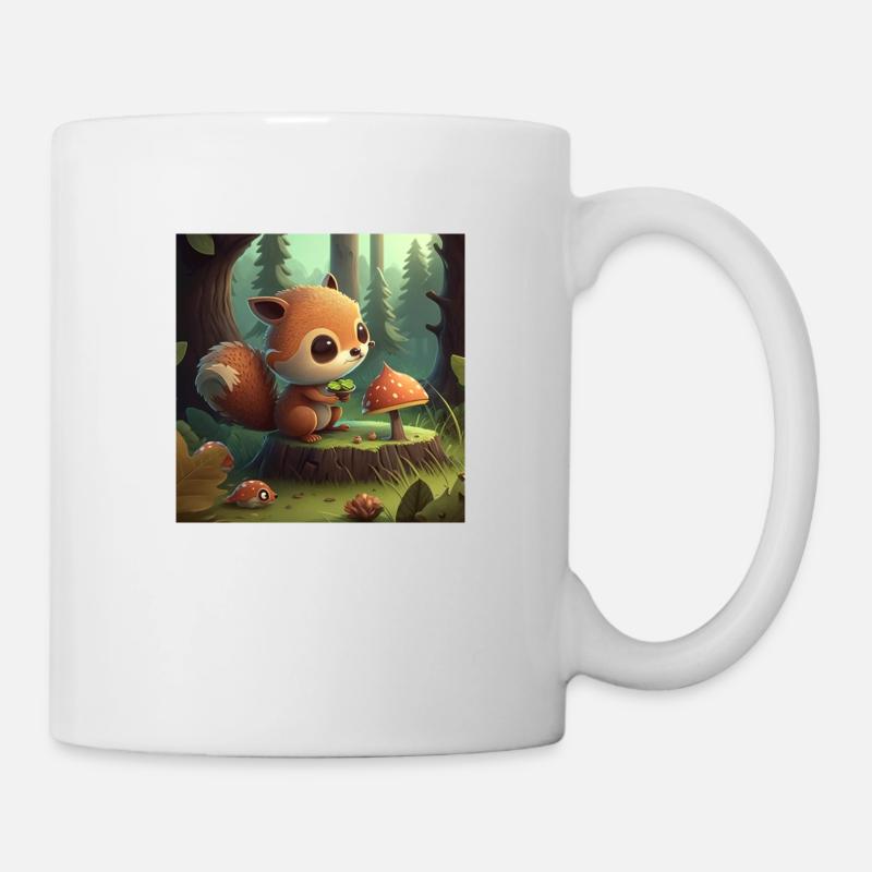 Un écureuil mignon mange dans la nature - Mug blanc - blanc