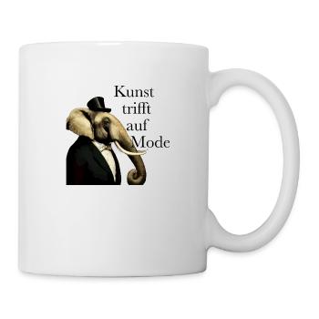Kunst trifft auf Mode Elefanten Geschenk Shirt - Tasse - Weiß - Rechts