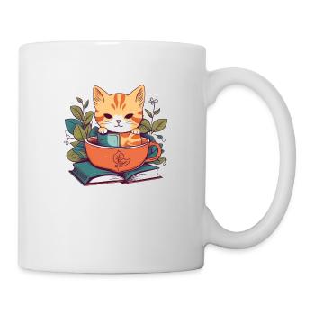 niedliche Katze in Tasse - Tasse - Weiß - Rechts