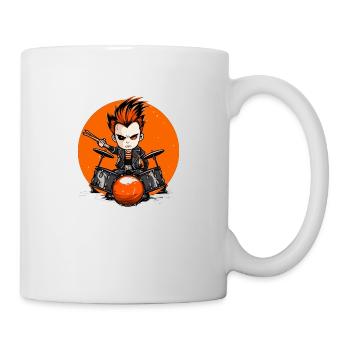 Drummer Boy orange Schlagzeug Drums - Tasse - Weiß - Rechts