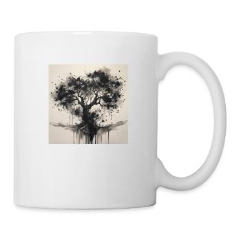 Schwarzer Baum im Aquarell-Stil - Tasse - Weiß - Rechts