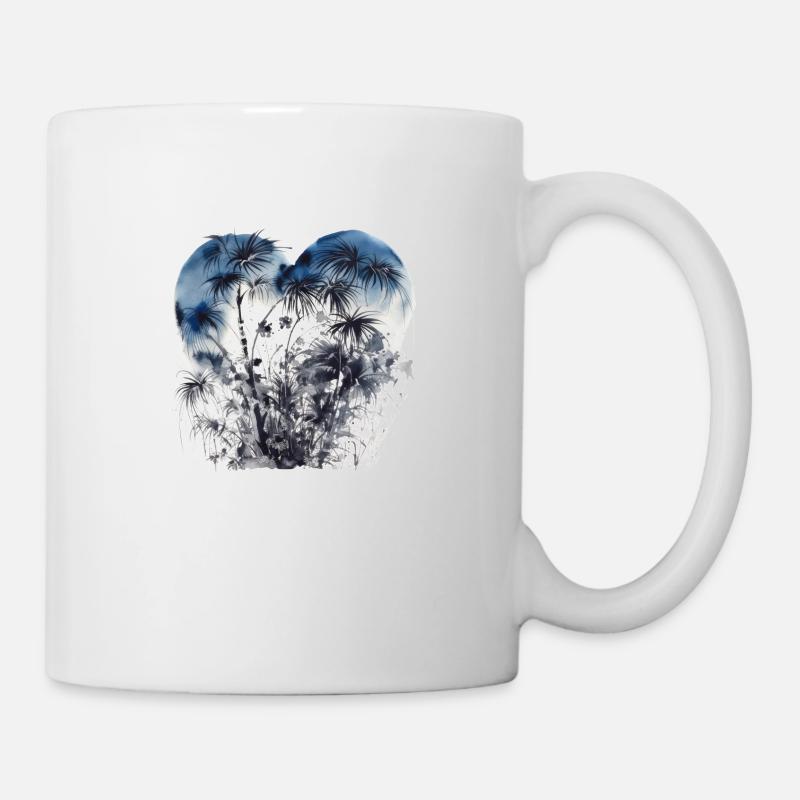 Wald mit Palmen in Herzform - Tasse - Weiß