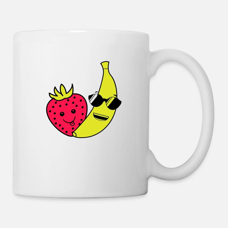 erdbeere banane - Tasse - Weiß