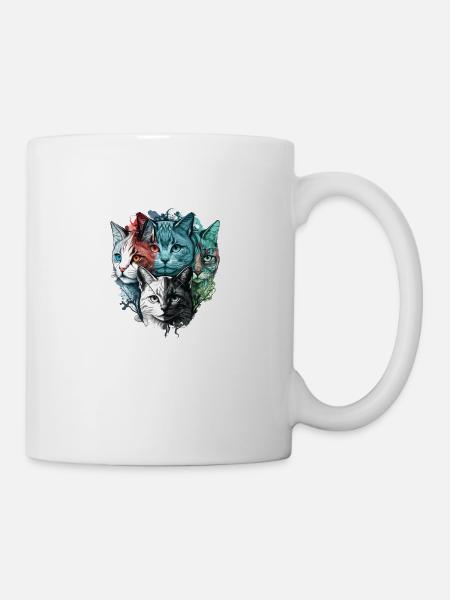 Colorful cat faces - Mug - white