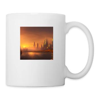City skyline across the water at sunset - Tasse - Weiß - Rechts