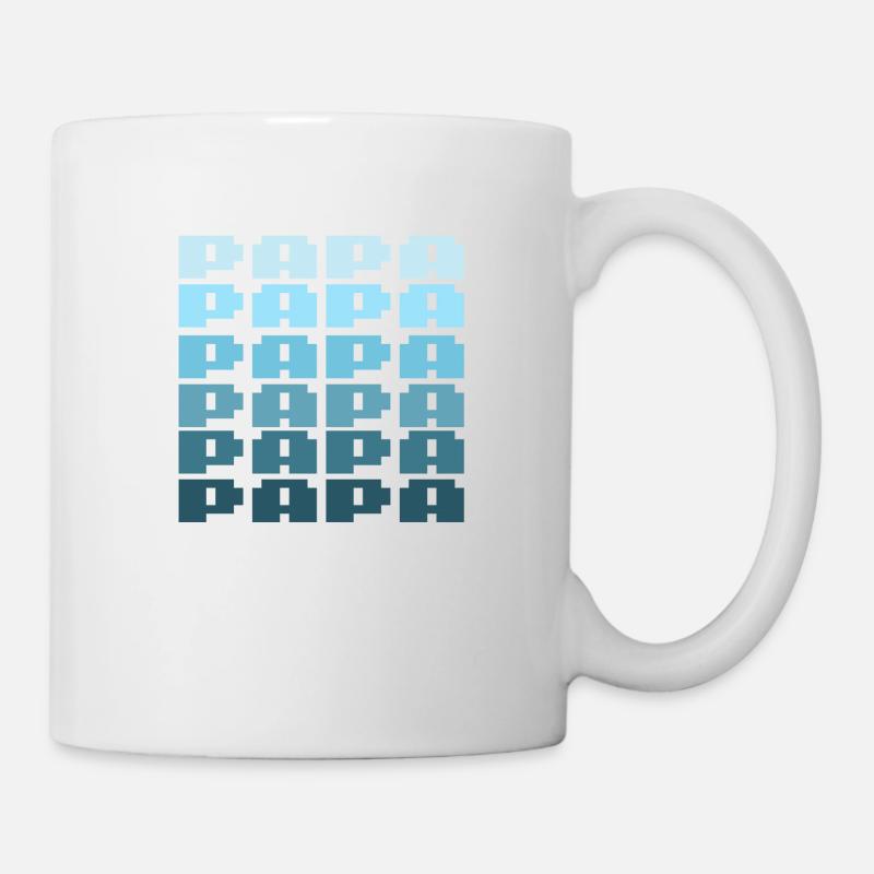 PAPA Retro Gaming 8bit Schriftzug - Tasse - Weiß
