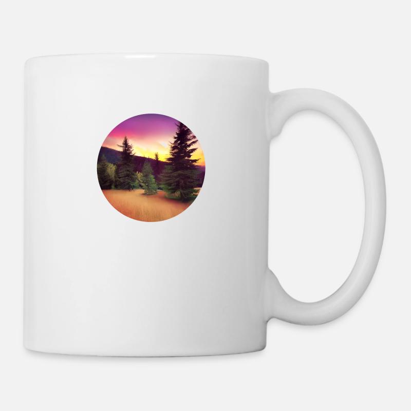 Trees in plain and mountain - Mug - white