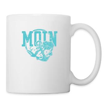 Moin Seemanns Anker Kapitän Skipper Möwen Meer - Tasse - Weiß - Rechts