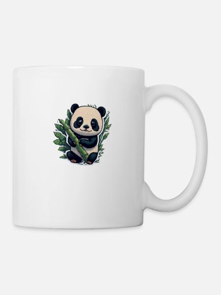 Cute Panda with Bamboo - Tasse - Weiß