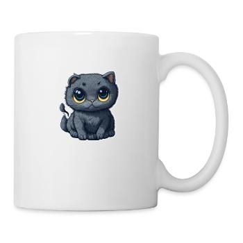 Süße Graue Katze - Tasse - Weiß - Rechts