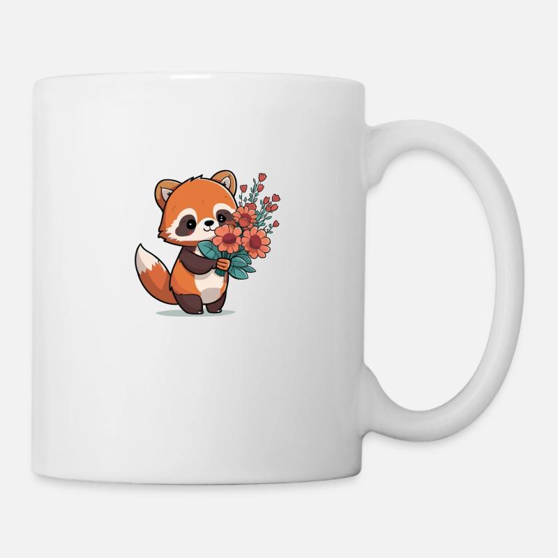 Panda roux à fleurs - Mug blanc - blanc