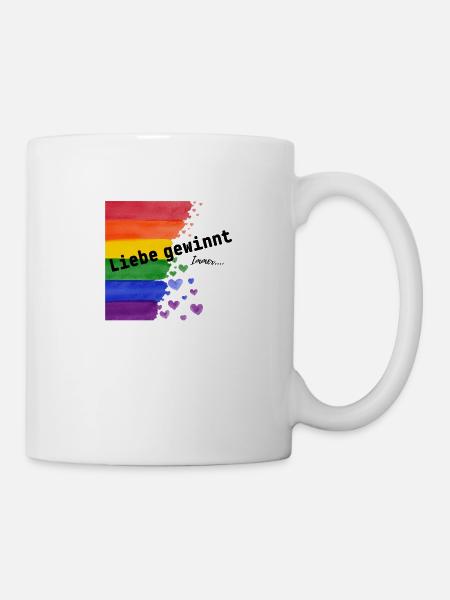 Liebe gewinnt immer Priede Regenbogen LGBTHerzen - Tasse - Weiß