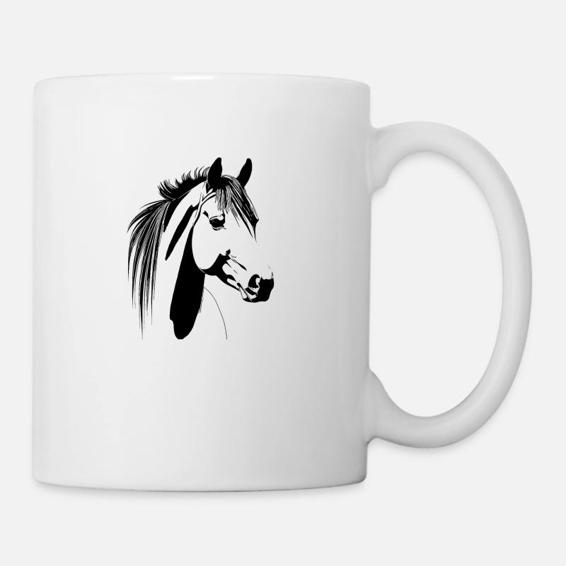 Pferd gemalt mit einfachen Strichen - Tasse - Weiß
