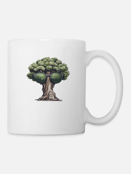 Arbre avec des lunettes de soleil - Mug blanc - blanc